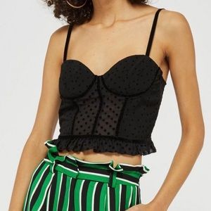 Topshop Dobby Polka Dot Black Corset Bralette!